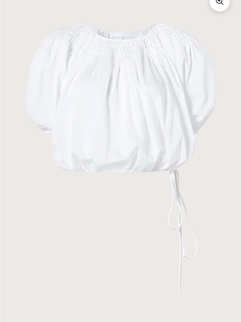Women's White Smocked Neck Puff Sleeve Blouse